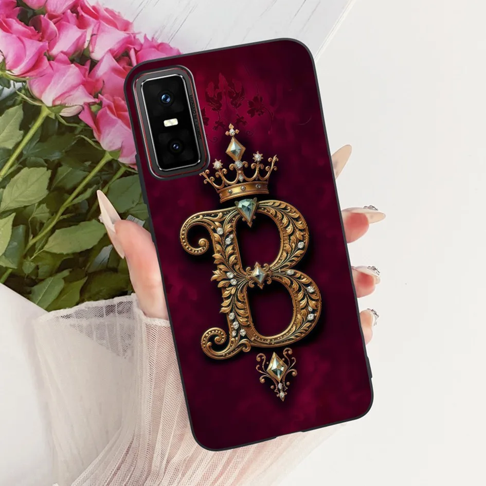 Luxury Personalized Alphabet Soft Black Silicone Cover