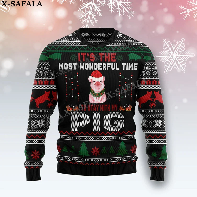 thumbnail image 1 of Suéteres de punto navideños con diseño de cerdo, divertidos y lindos, para Halloween, regalo de Navidad, para parejas, fiestas, unisex, informales, 2, 1 of 5