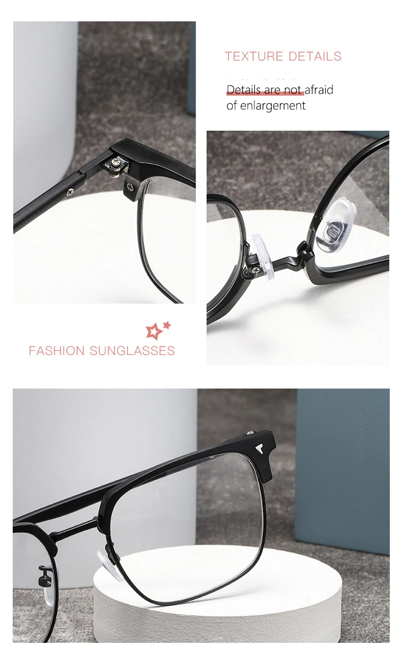 Fotoempfindliche, farbwechselnde Halbrahmen-Anti-Blaulicht-Kursichtigkeitsbrille 828 – Detail 3