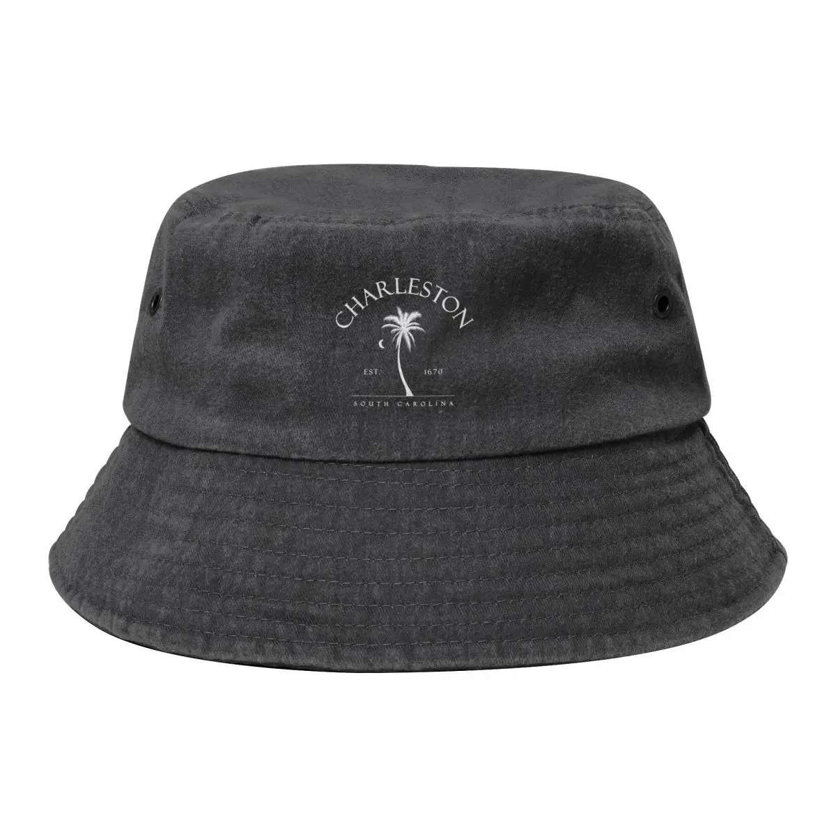 

Charleston Beach Palm Tree Swimming Scuba Novelty Gift SC Bucket Hat Sunhat Golf Hat Men's Baseball Women's
