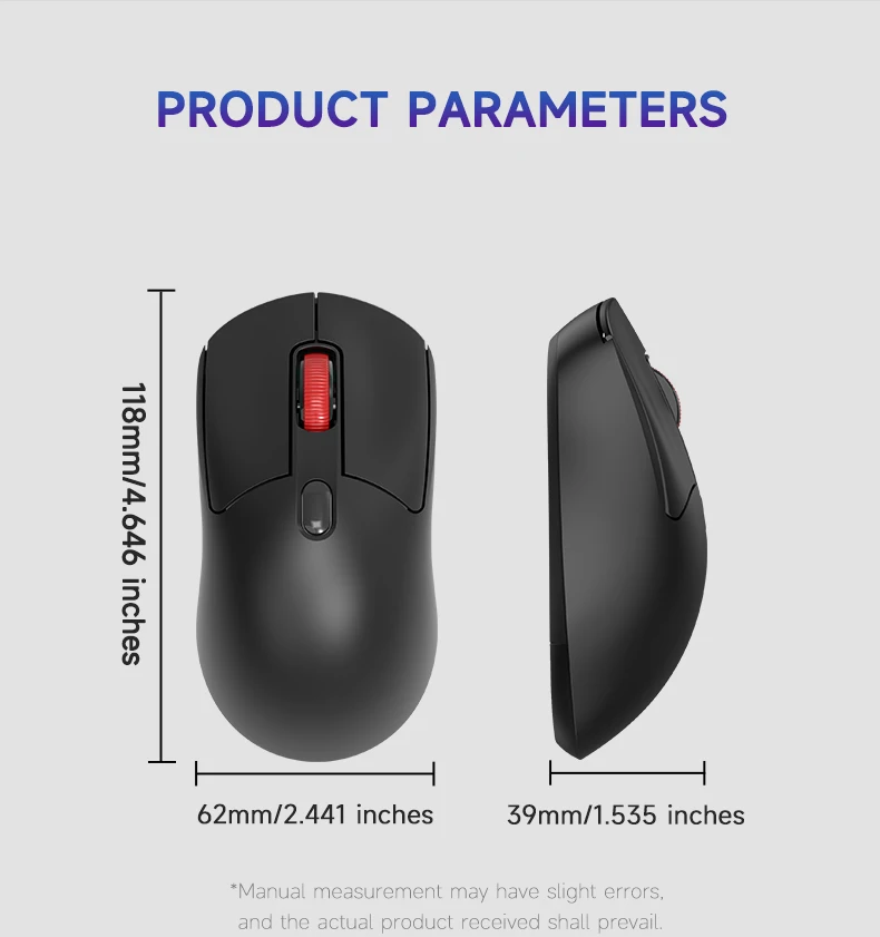 AJAZZ NJ02 Kabellose Gaming-Maus, 2,4G/Bluetooth, Auflösung 800-1200-1600 DPI – Detail 8