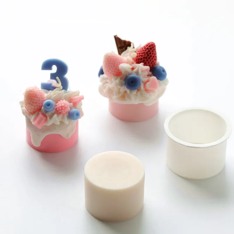 Cake Base Candle Mold Decor Shape Wax Scented Candle DIY Material Gypsum Mold 3d Artificial Food Silicone Molds