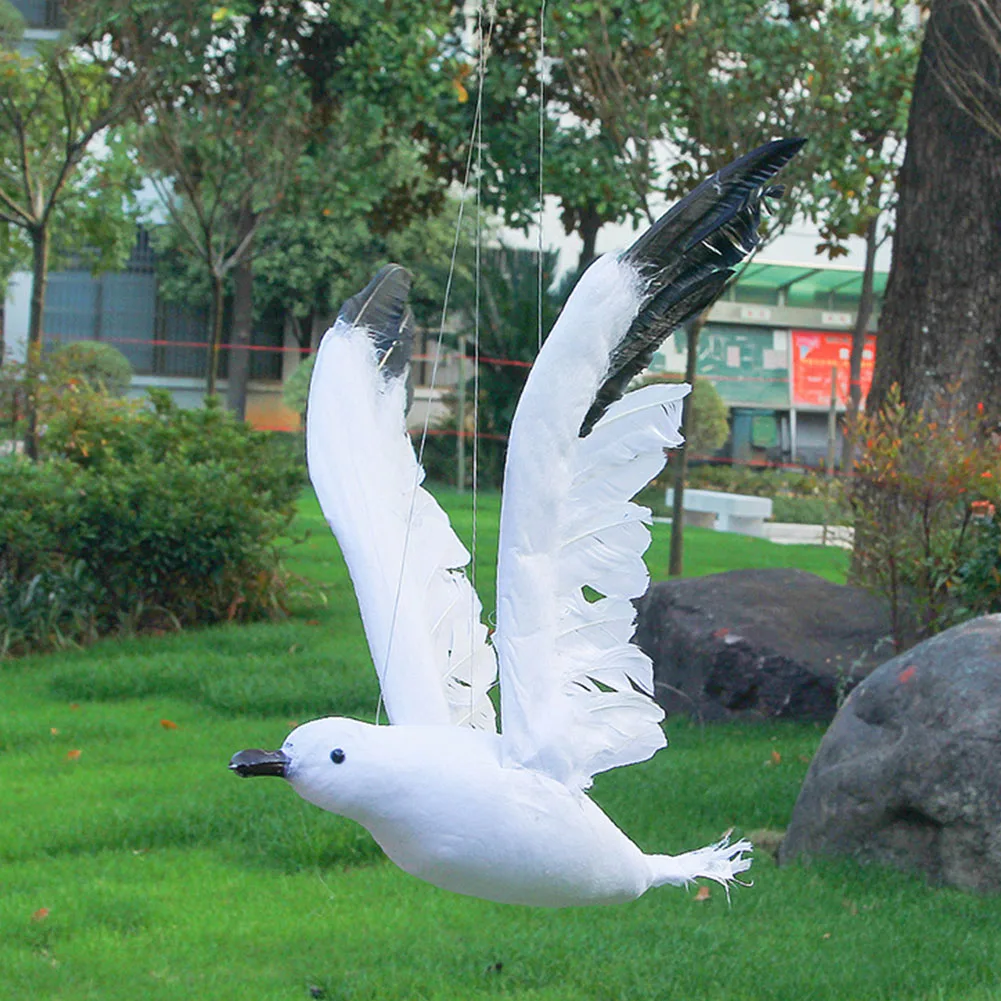 Description Picture 4 of itemArtificial Feather Seagull Bird Artificial Flying Bird Figurine Home Yard Hallway Garden Hanging Ornament Fake Seagull Sculpture