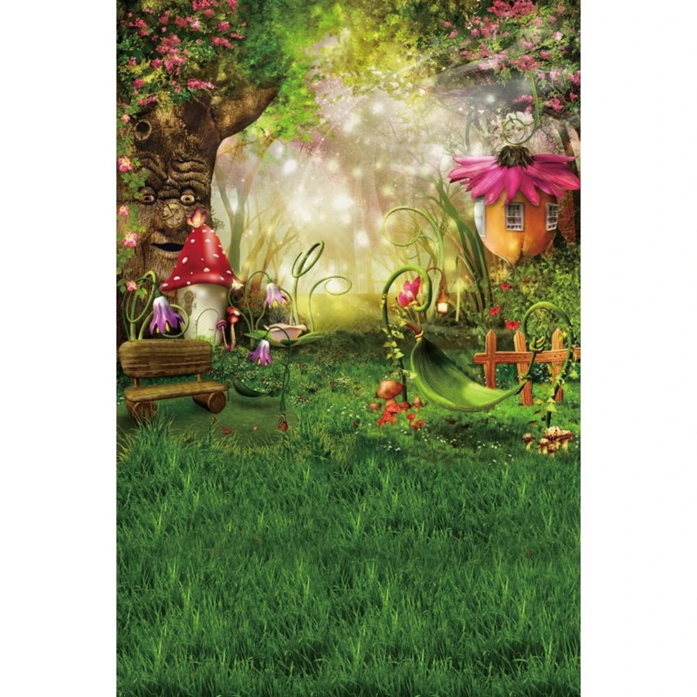 Dream Forest Fairy Tale Wonderland Backdrop Spring Nature Scenery Jungle Castle Baby Portrait Birthday Photography Background