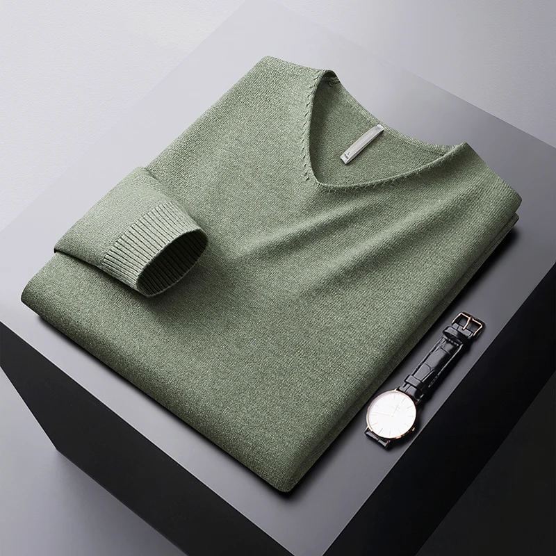 Autumn wintervcollar sweater men's stretch comfortable warm cold-resistant top fashion casual pure color all-matching sweater 3