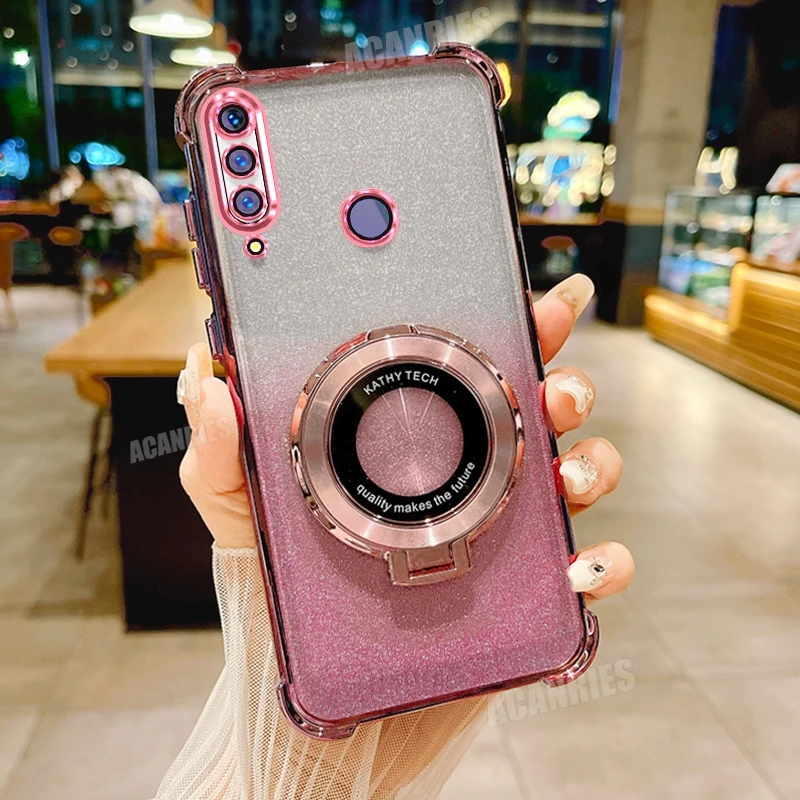 Luxury Gradation Plating Shockproof Silicone Stand Phone Case