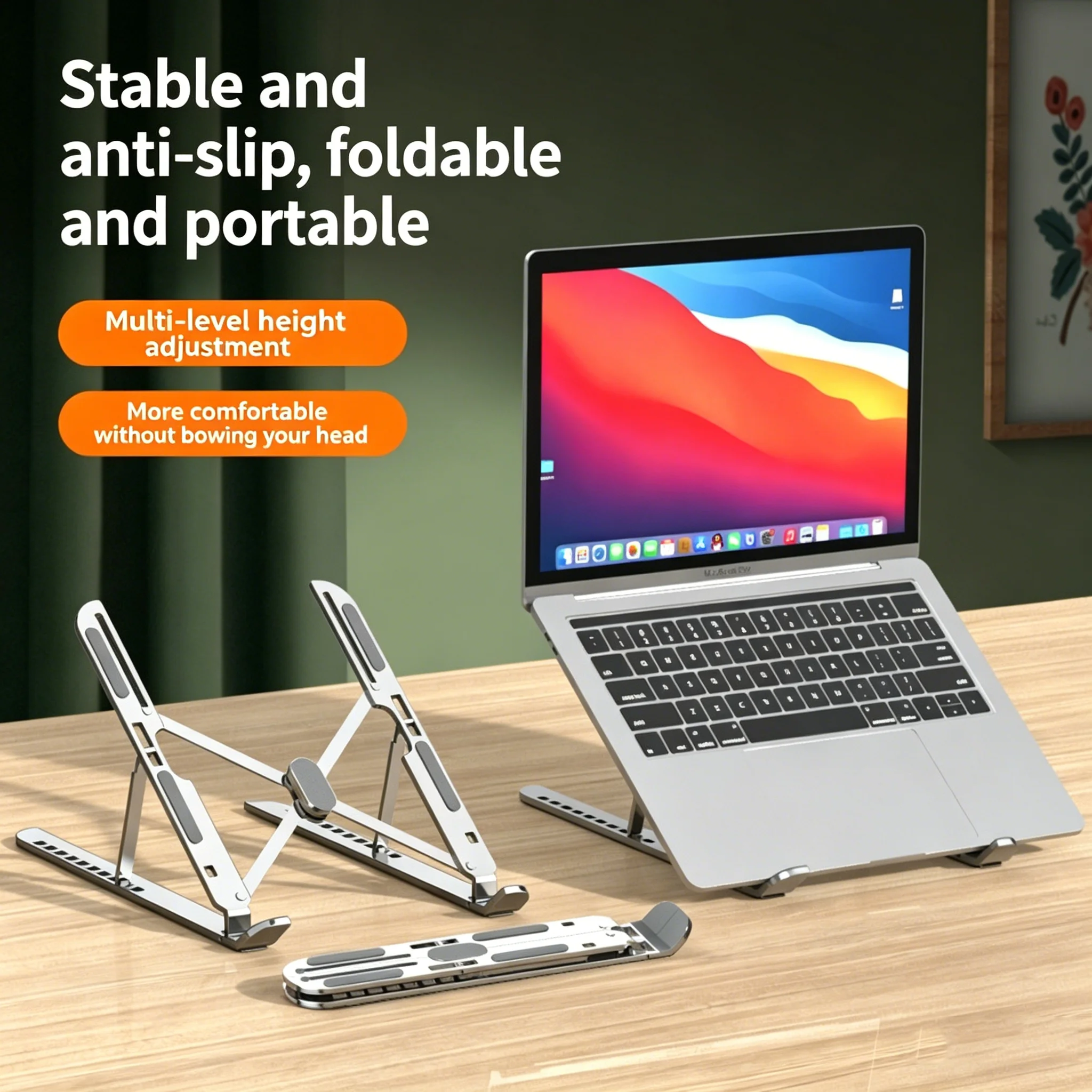 KEBIDU 접이식 노트북 스탠드 노트북 브래킷 조정 가능한 인체공학적 노트북 지원 베이스 홀더 노트북 태블릿 액세서리 스탠드 ,Foldable Laptop Stand Notebook Bracket Adjus