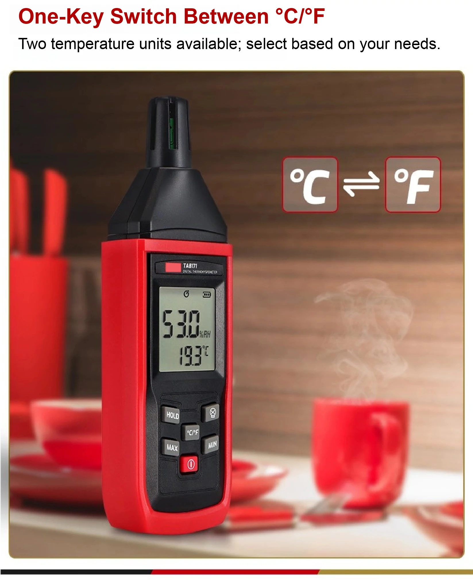 TA8171/TA621A Portable Temperature Humidity Meter Digital Hygrometer Dew Point S