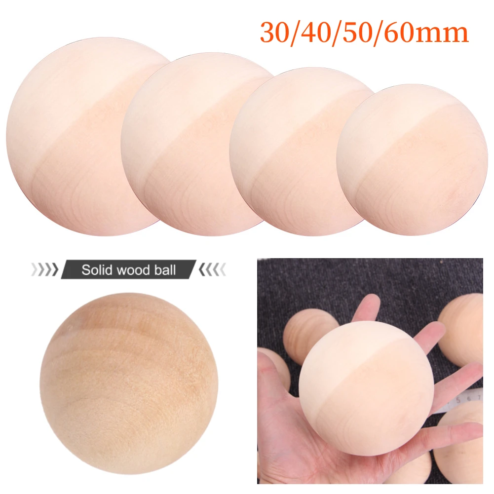 1 Stücke Natürliche Holzkugel 30mm 40mm 50mm 60mm Handwerk Holzkugeln Runde Handwerk DIY Malerei Hartholz Hause Dekoration Kugeln