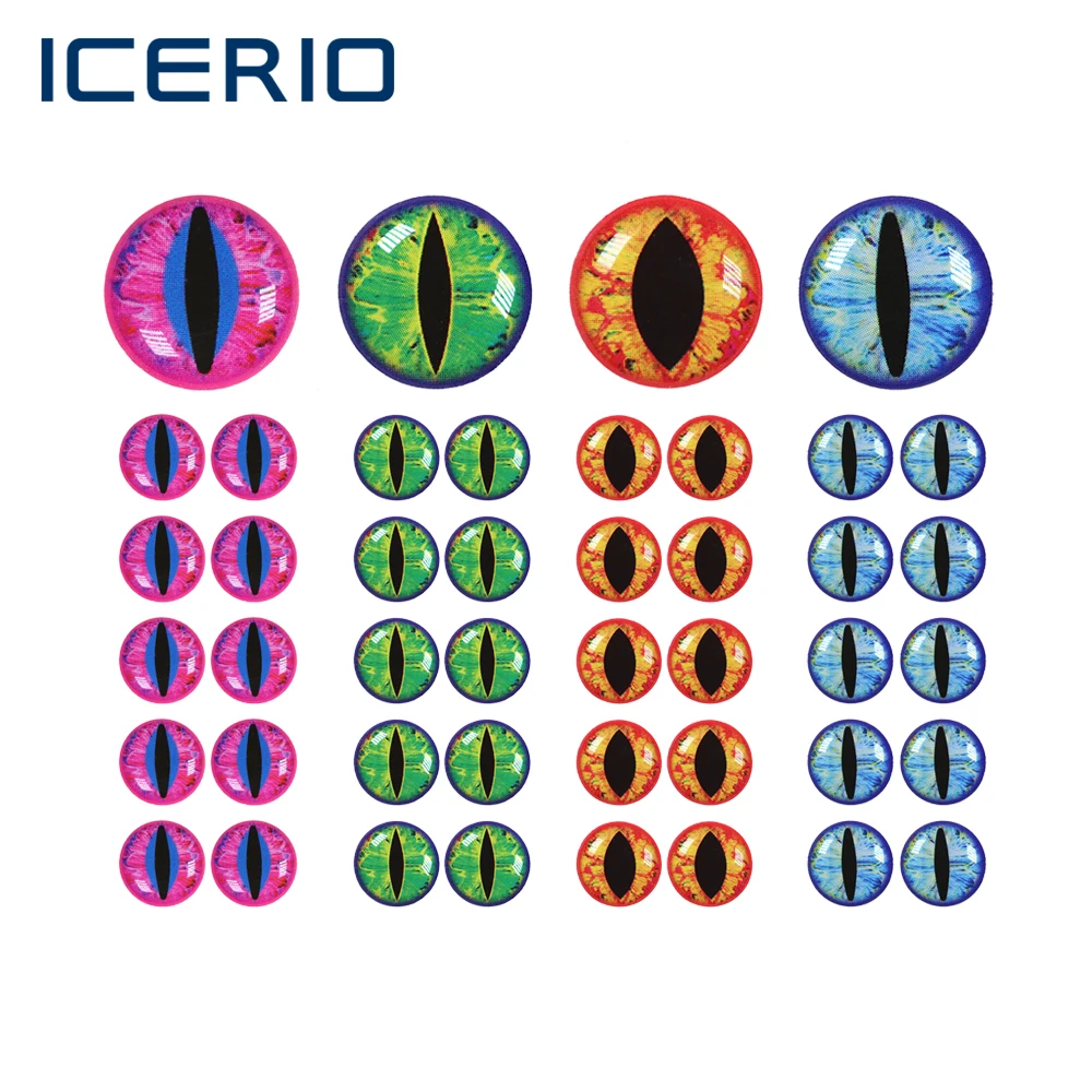 

ICERIO 200PCS 3D Epoxy Fish Eyes Dragon Eye Fly Tying Material Popper Baitfish Crankbaits Minnow DIY Fishing Lures
