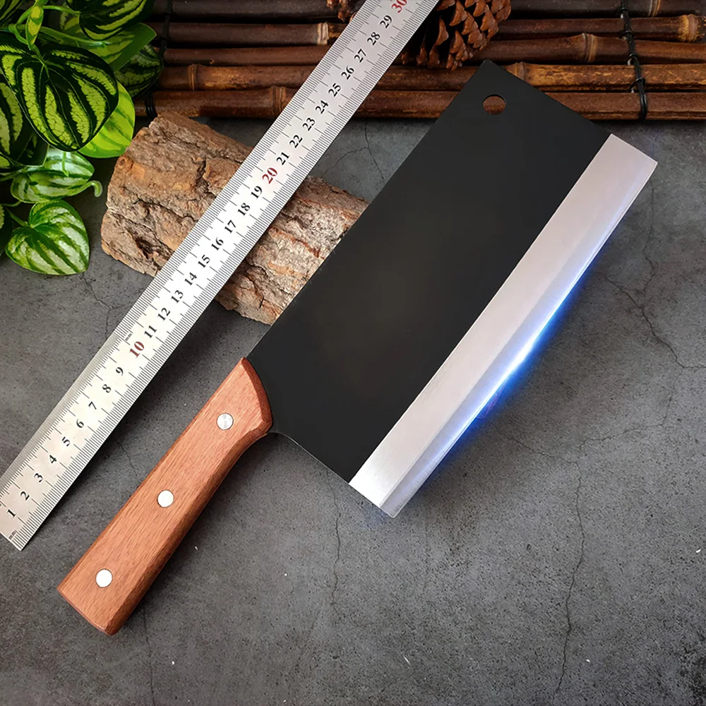

Chinese Cleaver Butcher Knife Meat Vegetable Knife Stainless Steel Bone Chopping Slicing With Wooden Handle Chef Kitchen Machete