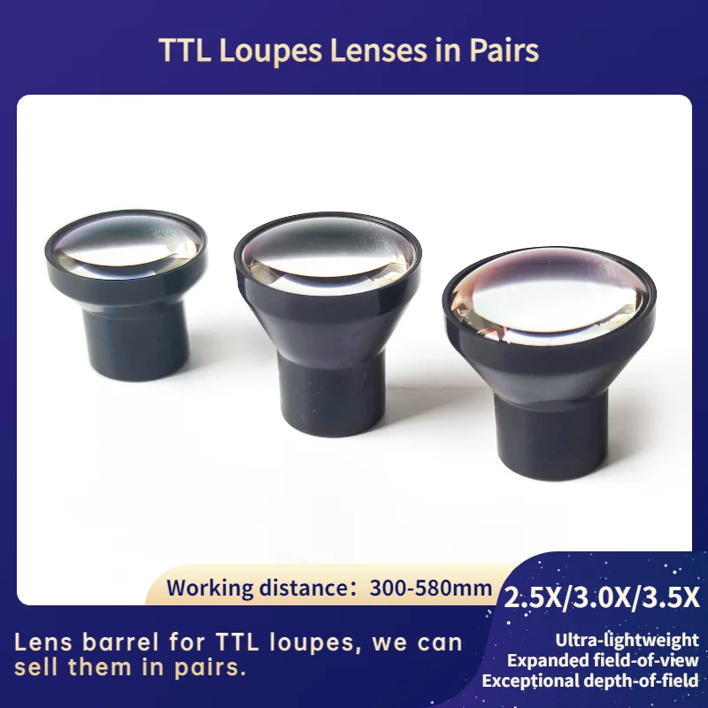 Loupes Chirurgicales Dentaires 2.5x 3x 3.5x TTL - Noires, Avec Phare LED, Personnalisables, Marque Songzi Optics