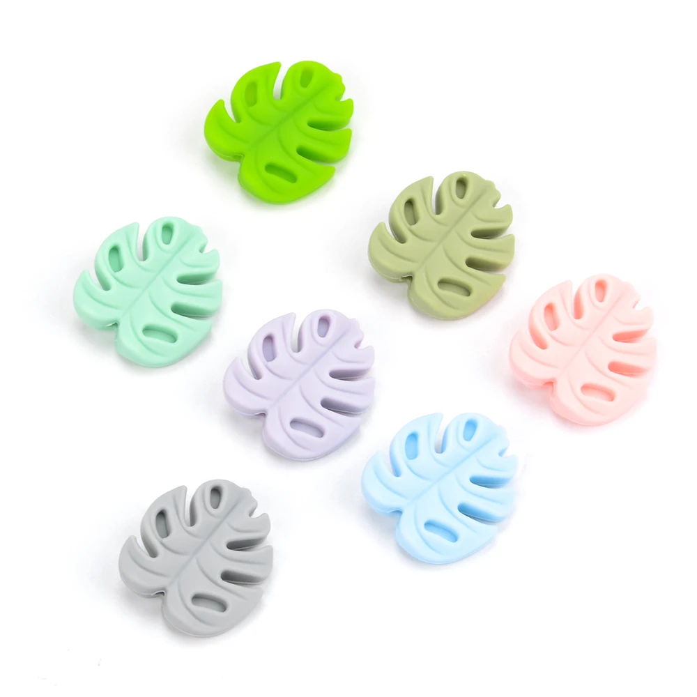 LOFCA 30 Stück Monstera Deliciosa Blätter Silikonperlen BPA-frei Schlüsselanhänger Silikonperlen DIY Schlüsselanhänger Perlenschmuck Zubehör – Detail 19