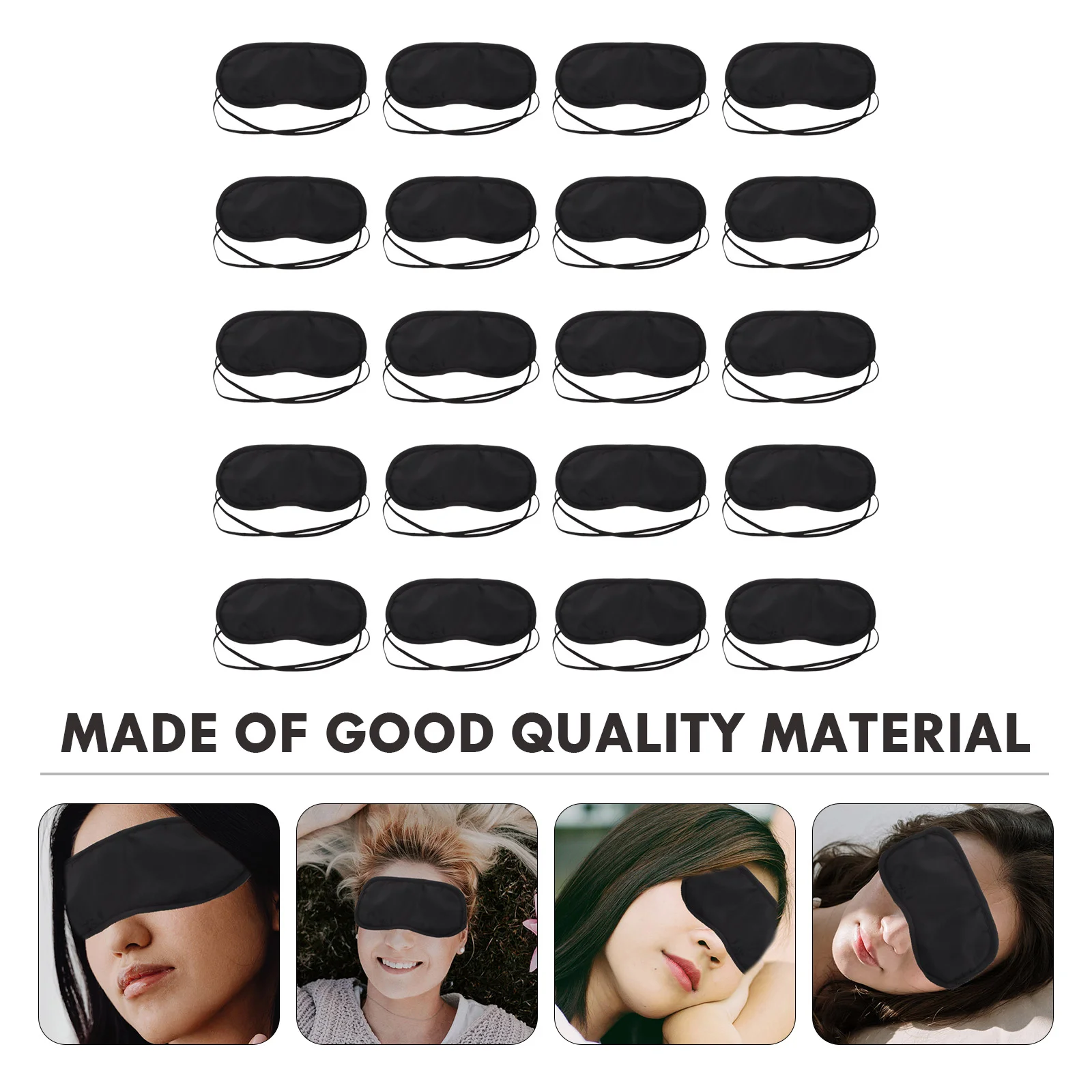 20 Pcs Eye Mask Sleep Sleeping Elastic Polyester Cover Disposable Lightweight Lightproof Black Protectors Travel 3