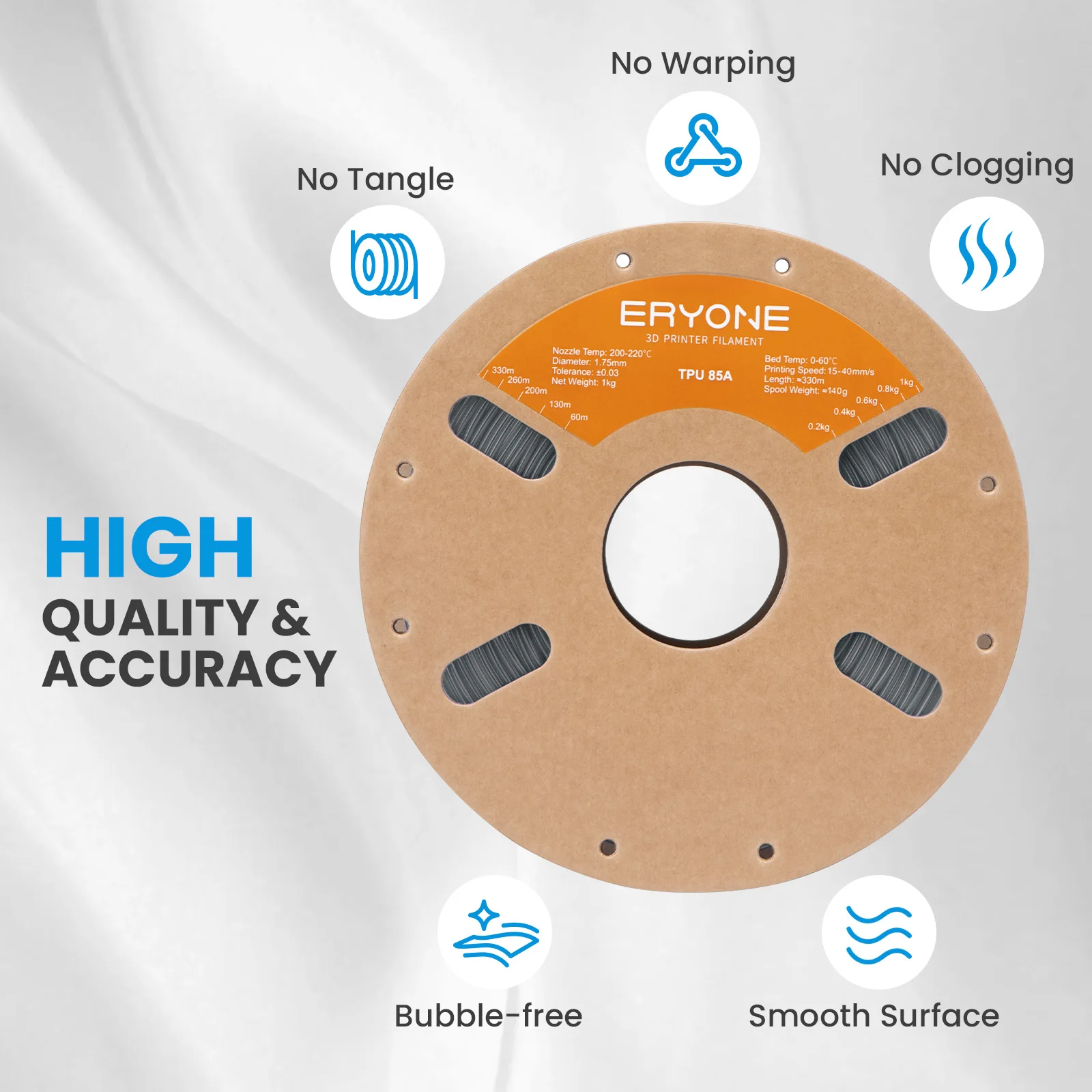 ERYONE NEUES TPU 85A Filament 1,75mm +/-0,03mm, Flexibles TPU 85A 3D-Drucker Filament zum Niedrigstpreis – Detail 11
