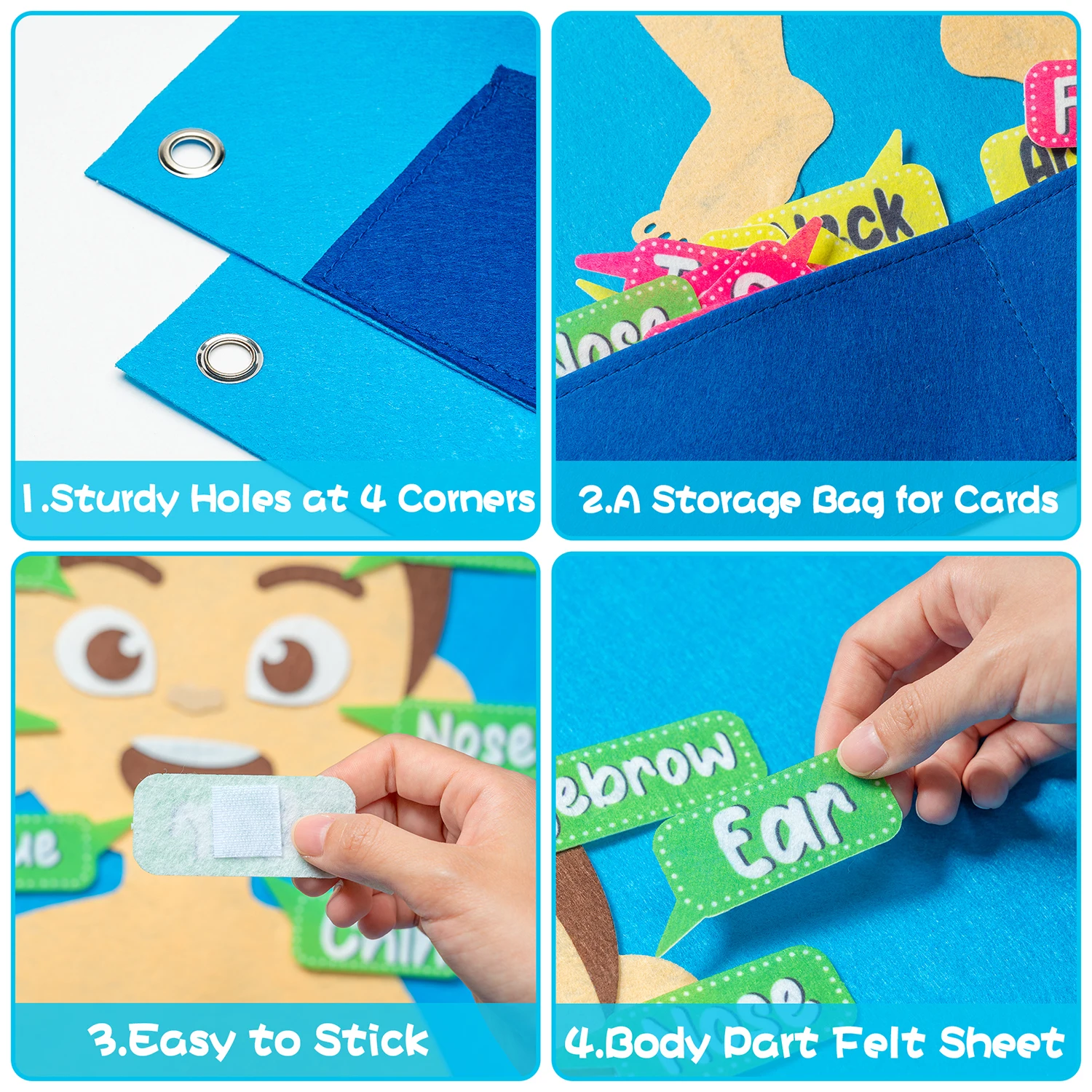 Body Awareness Full Felt Storyboard Set 35Pcs felt board play set Cartoon Kid Physical Cognitive Hanging Backdrop Classroom Puzzle Interactive Games