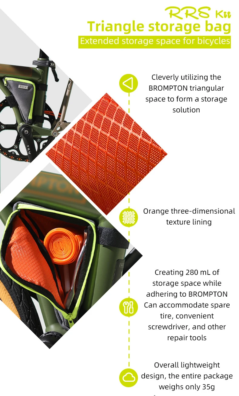 RRSKIT Für Brompton Faltrad-Rahmen Dreieckige Aufbewahrungstasche Fahrradrahmen-Dreieck-Werkzeugtasche Fahrradreparatur-Werkzeug-Aufbewahrungstasche – Detail 4