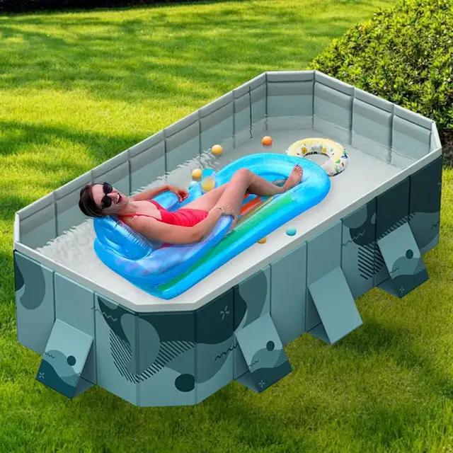 Piscine pliante non gonflable, installation facile, piscine familiale en PVC épaissi, jouet d'extérieur 1