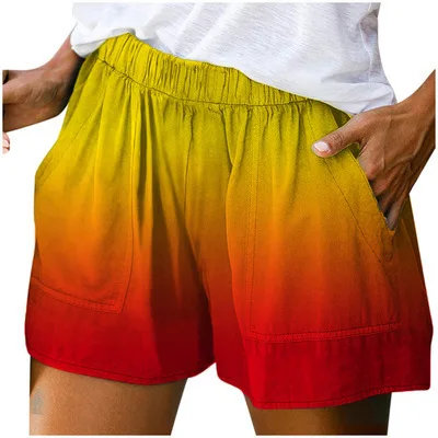 

2023 Summer New Fashion Gradient Color Pocket Wide Leg Shorts Women's Casual Pants