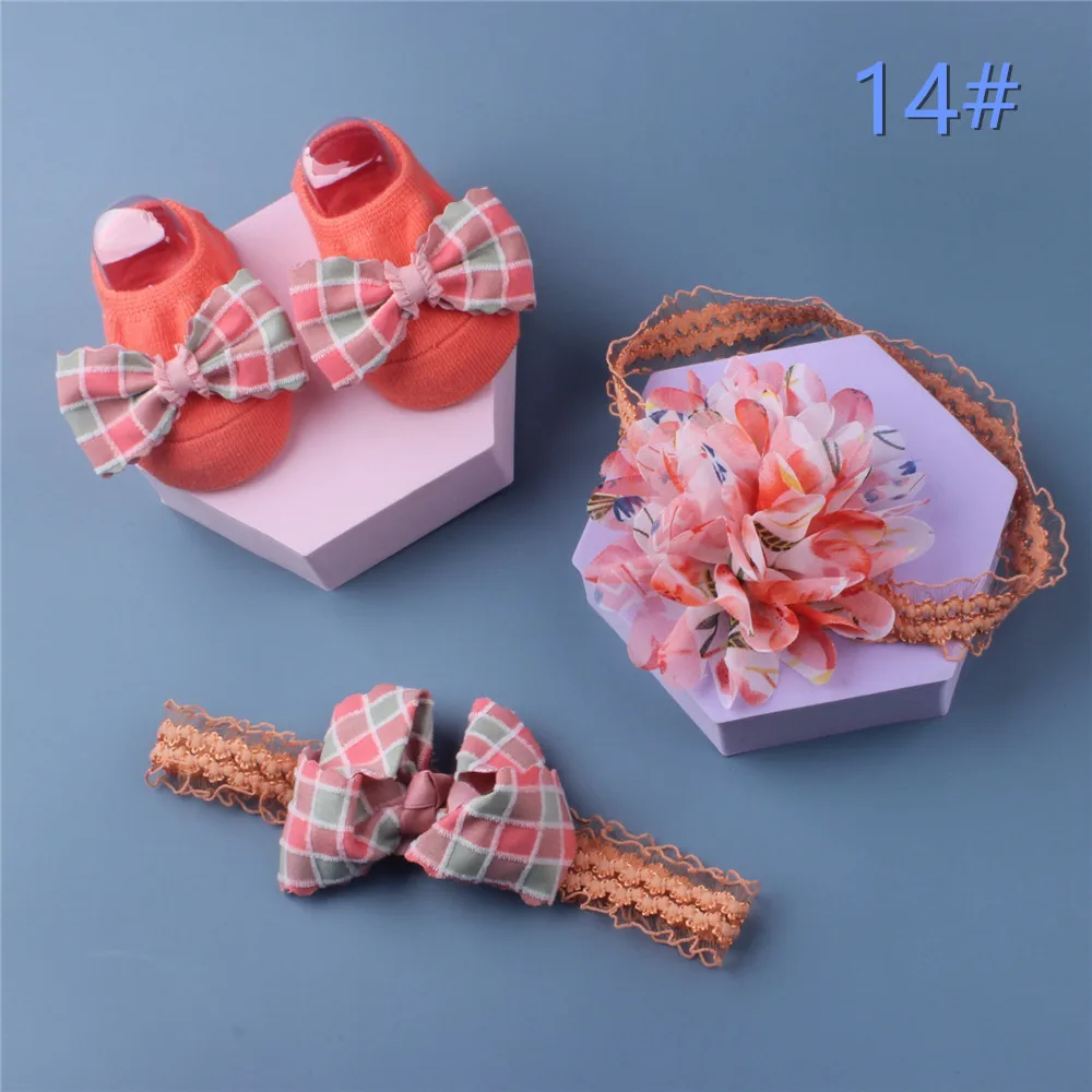 Baby  Hair Band Three Piece Set Baby Ship Socks Head Band Newborn Full Moon Hundred Day Princess Gift Jewelry Nylon Headband baby accessories