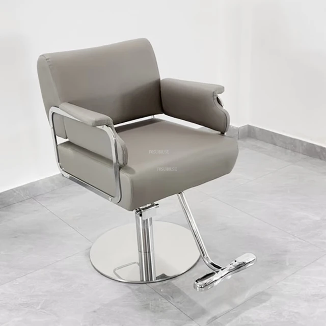 Simples aço inoxidável barbeiro cadeiras luz luxo cabeleireiro