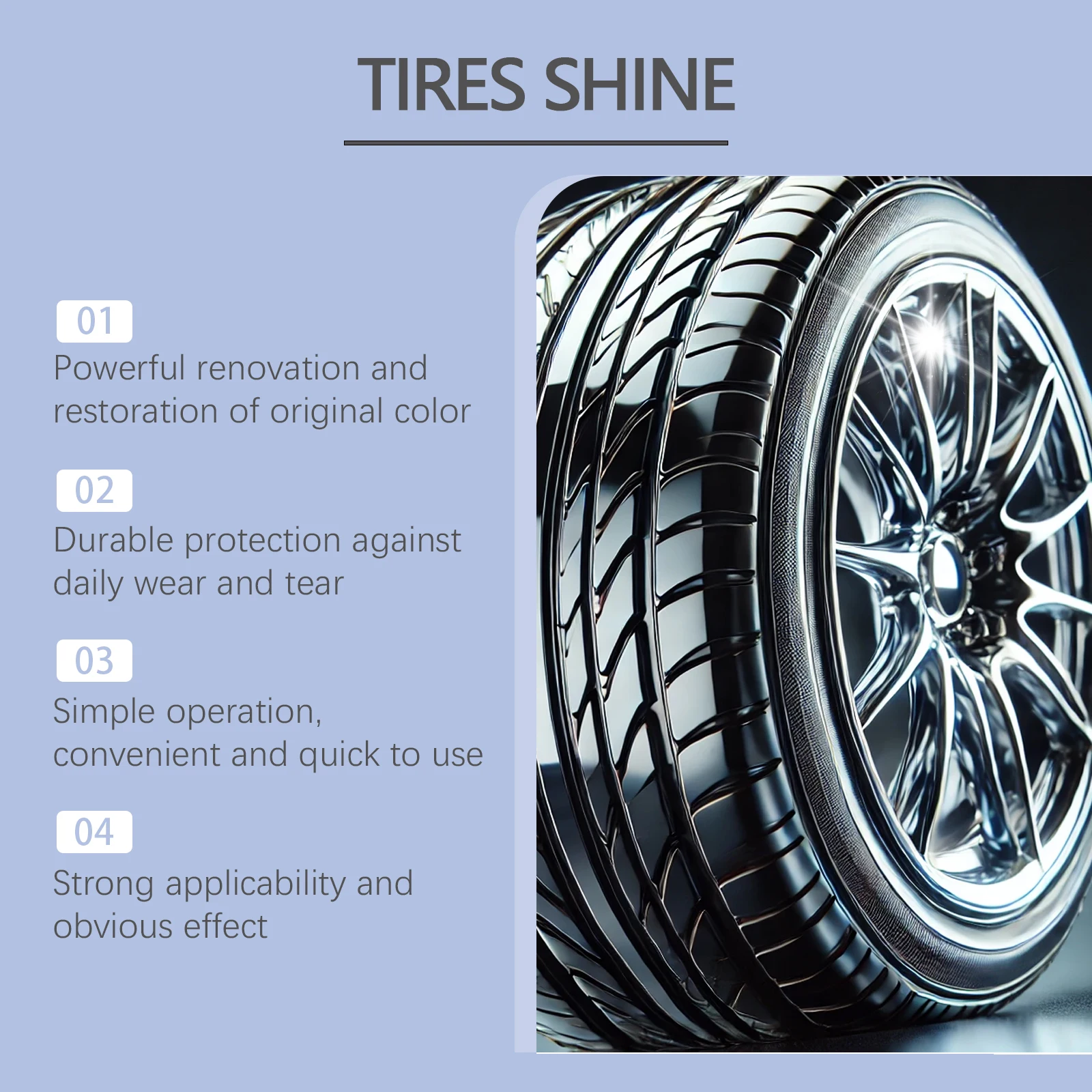 Car Tire Renewal Spray,Long-Lasting Tire Shine Protectant Glaze,Waterproof&Stain-Resistant Formula,Tire Cleaner&Restorer (120ml)