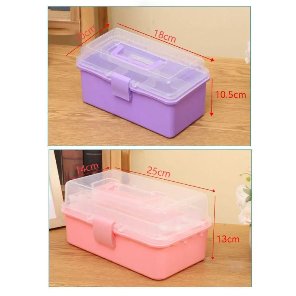 2/3 Schichten große Kapazität Aufbewahrungsbox faltbar multifunktionale Kunststoff tragbare Make-up Haarnadel Organizer Nail Art Schmuckschatulle – Detail 5