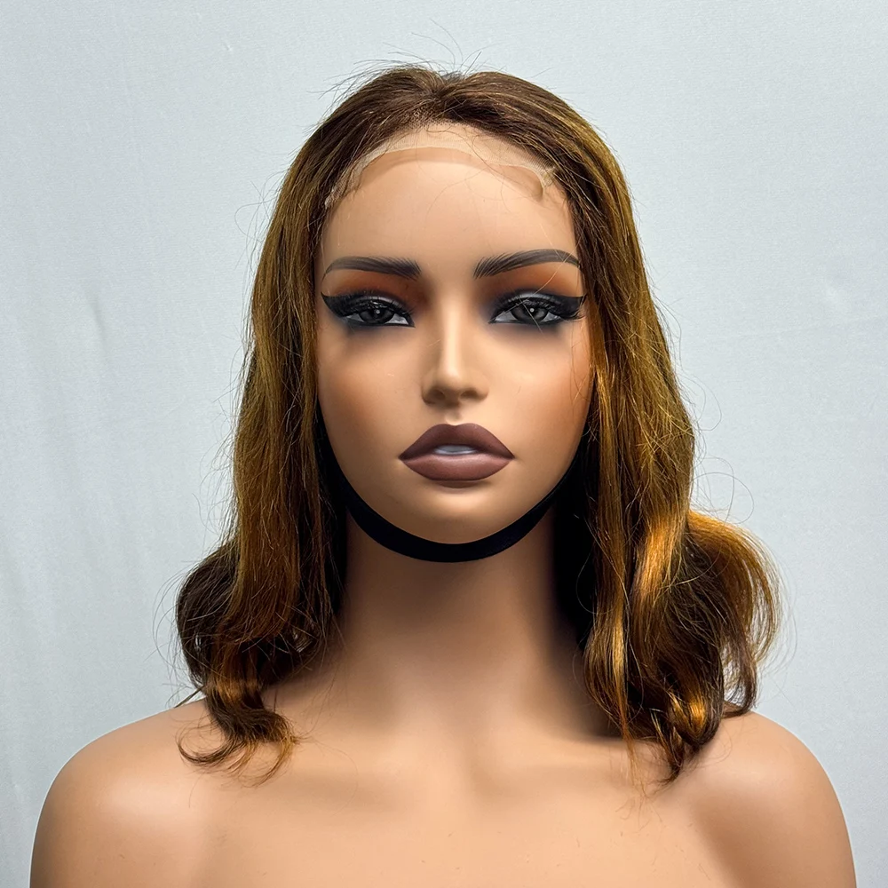 230% Density Body Wave Big Wavy Curly Human Hair Wig 12 Inches 12A Hair 4x4 Transparent Lace Front Human Hair Wig Full End