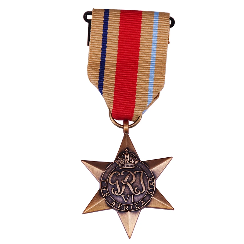 George Vi The Africa Star Brass Medal & Ribbon British Jamaur High Military Award Collection