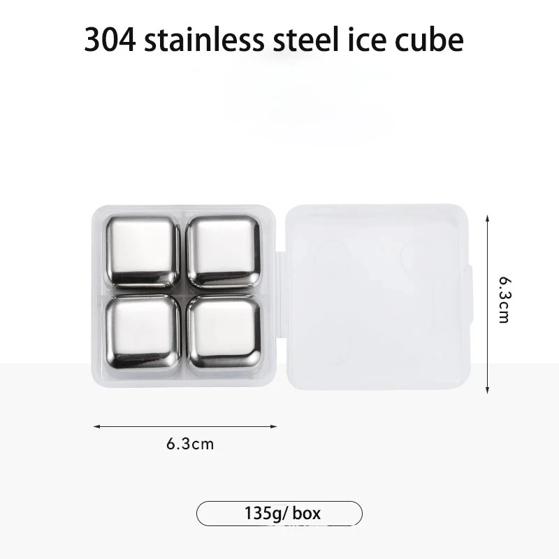 4/6/8 Pcs Whisky Cooler Bar Accessories Stainless Steel Ice Cubes Set Reusable Chilling Stones for Chilling Rock Party Bar Tool