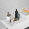 Acrylic transparent tray with handle -13.7 x 11 inches, storage tray for cosmetics and toiletries,kitchen fruit,snacks,and meals 1