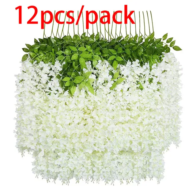 Guirlande de fleurs de glycine artificielles suspendues, 12 pièces, décoration d'arc de jardin de mariage en plein air, décoration de fête à domicile, fausse fleur 1