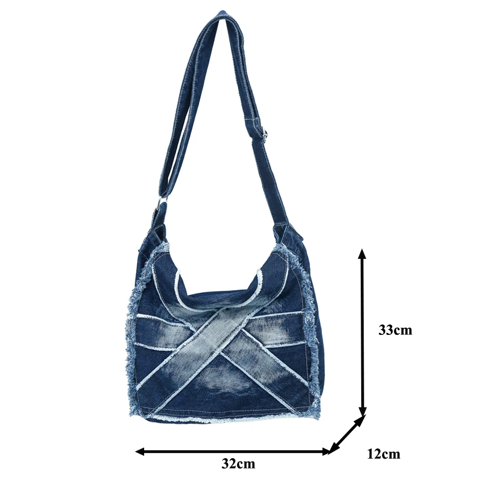 Tie-dye Denim Women's Bag New Jeans Flap Messenger Bag Y2K Canvas Shoulder Bag Cross Eco Bag Korean Shopping Pocket Book Satchel