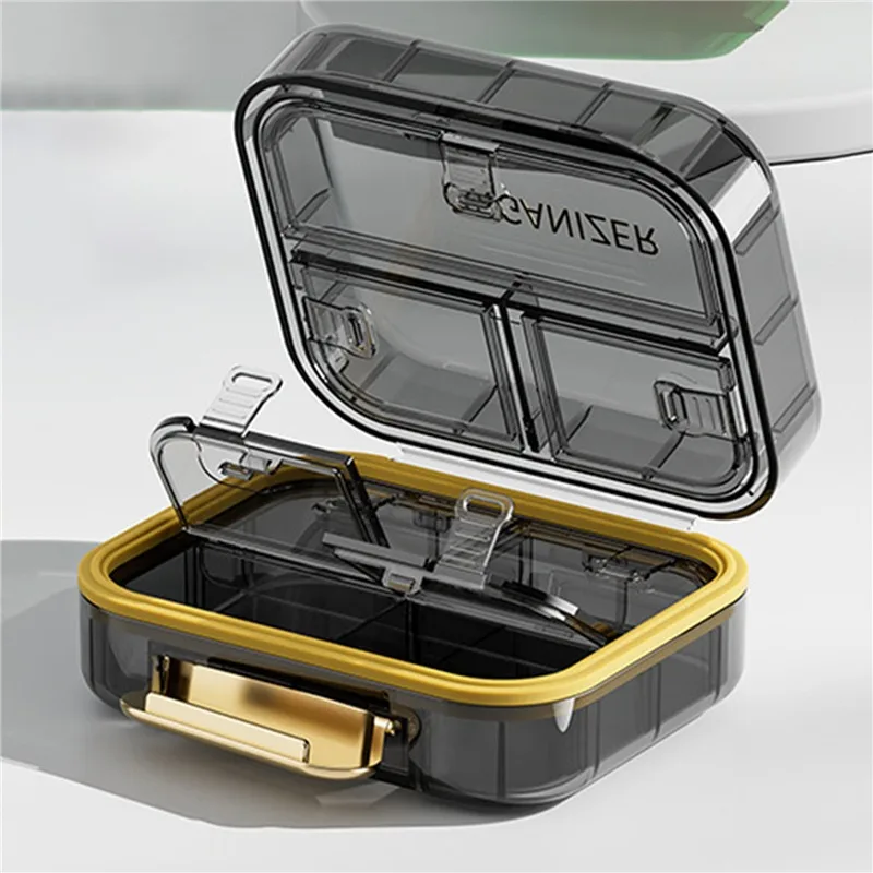 4 Grids Cross Print Pill Box Portable Mini Plastic Pill Storage Transparent Pocket Medicine Box Outdoor Home Pill Case