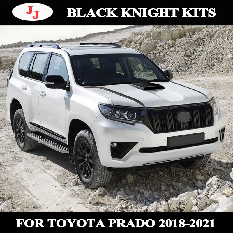 

Для Toyota Land Cruiser Prado 2018-2021, полный черный стиль, комплект корпуса, искусственная задняя лампа, черные рыцарские комплекты