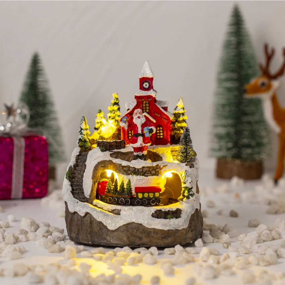 

Christmas Lighted House With Music And Train Christmas Village House Tabletop Decoration Christmas Decorations