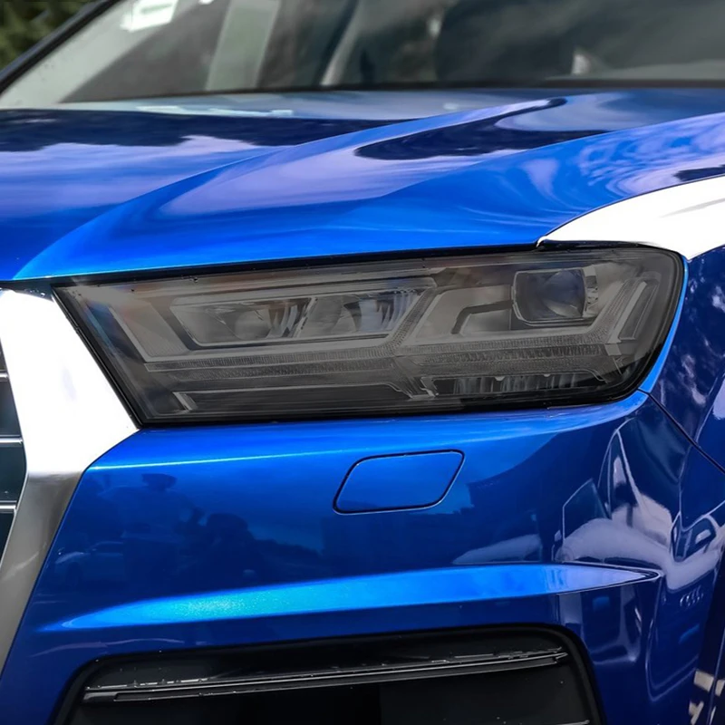 

Car headlamp protective film vinyl transparent TPU stick smoked black transparent for Audi Q7 SQ7 4M 2016-2019 car accessories