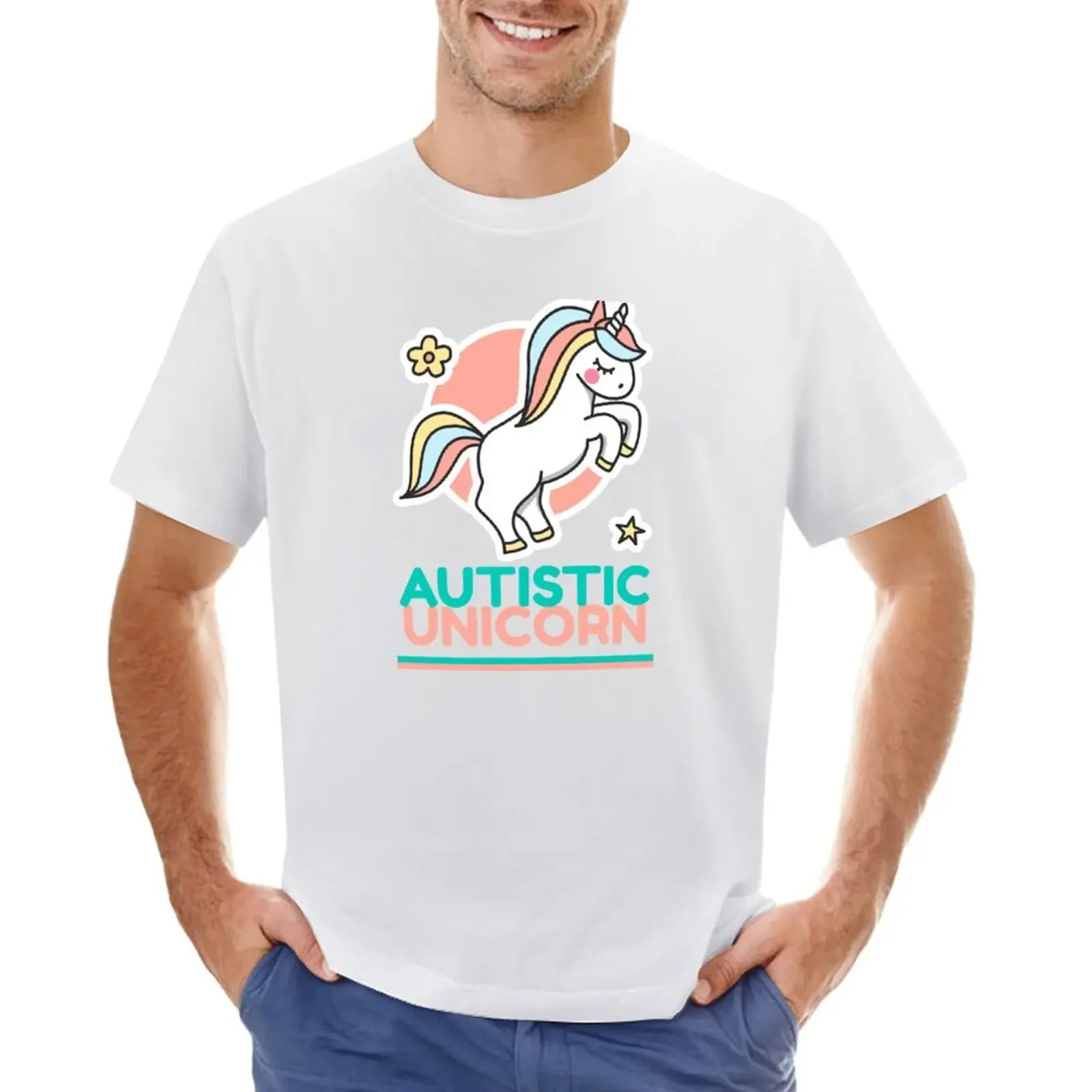 

Autistic Unicorn T-shirt customizeds quick drying T-shirts for men cotton