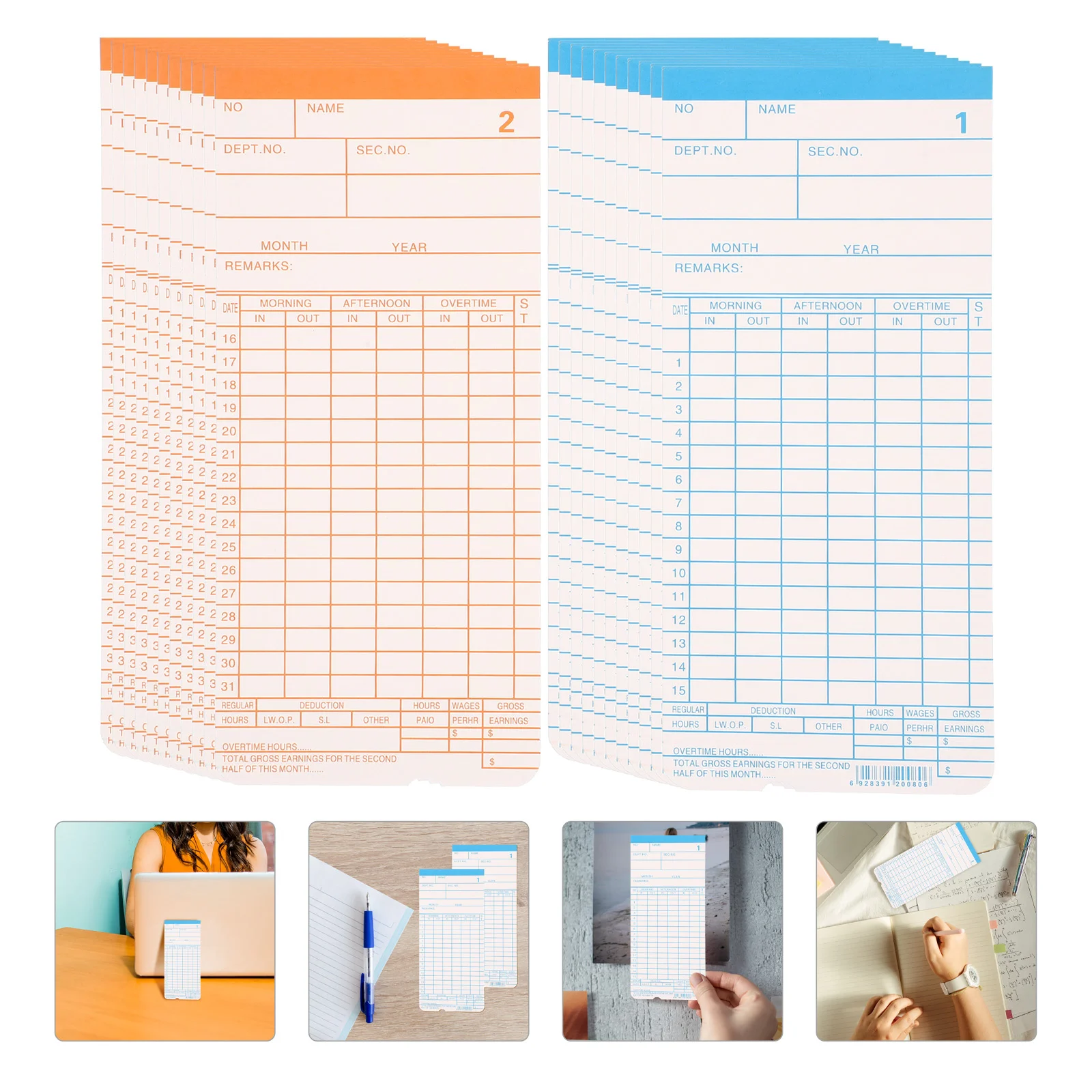 Attendance Paper Supply Office Supplies Use Cards Time Recording Double-sided Papers