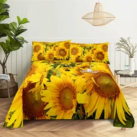 Sunflower Queen Sheet Set Gorgeous Girl, Lovers Room Bedding Set Bed Sheets and Pillowcases Bedding Flat Sheet Bed Sheet Set 1