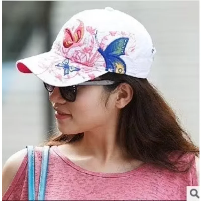 Baseball Caps Handmade Butterflies and Flowers Embroidery Summer and Fall Caps Fashion Women Baseball Hat