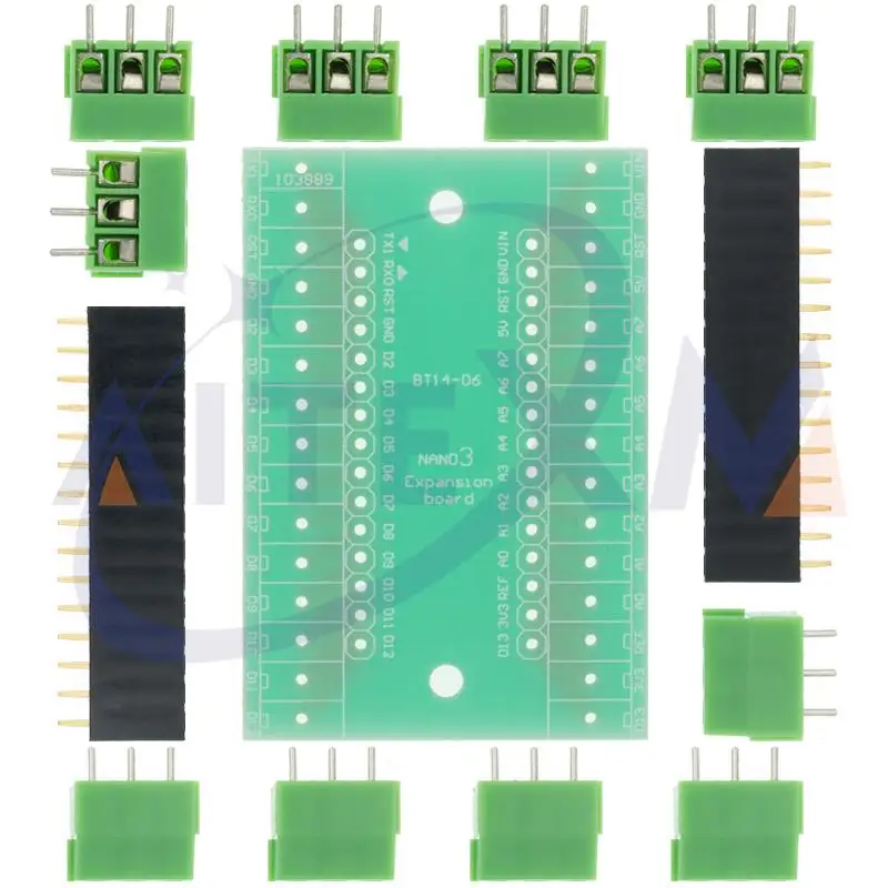 NANO V3.0 3.0 Controller Terminal Adapter Expansion Board NANO IO Shield Simple Extension Plate development board circuit board arduino controller arduino module arduino diy kit arduino starter kit arduino development board arduino development kit arduino module for arduino arduino sensor module for Arduino AVR ATMEGA328P