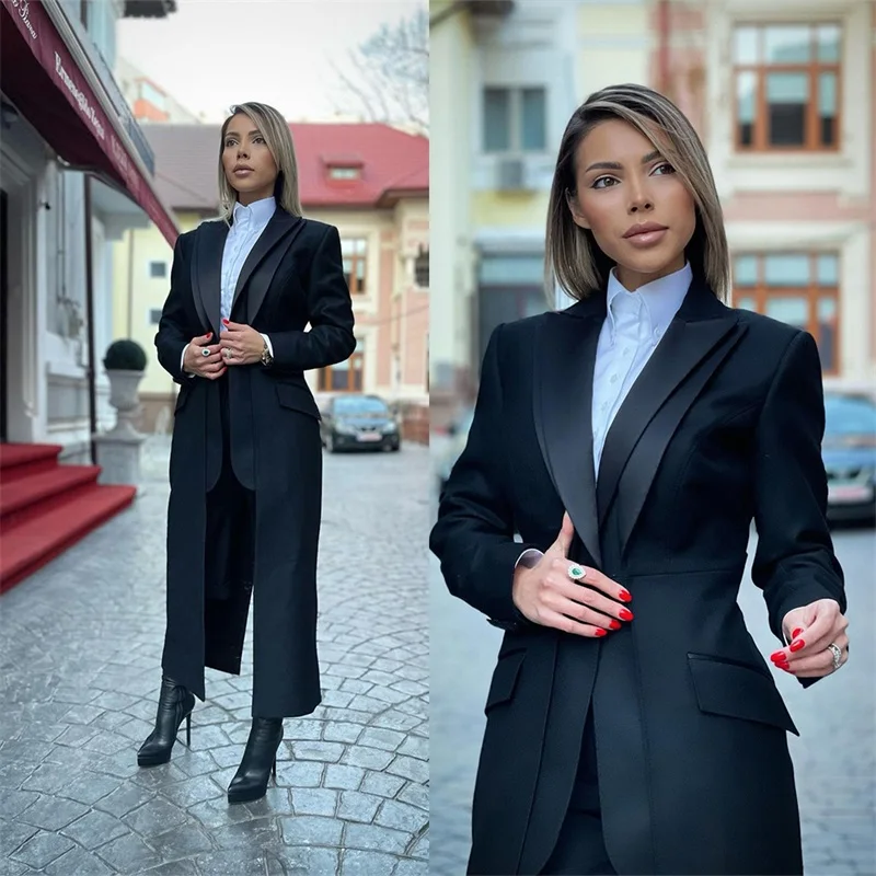 

Designer Women Suit 1 Piece Long Style Black Blazer Formal Wedding Evening Party Prom Dress Custom Made Jacket женский костюм