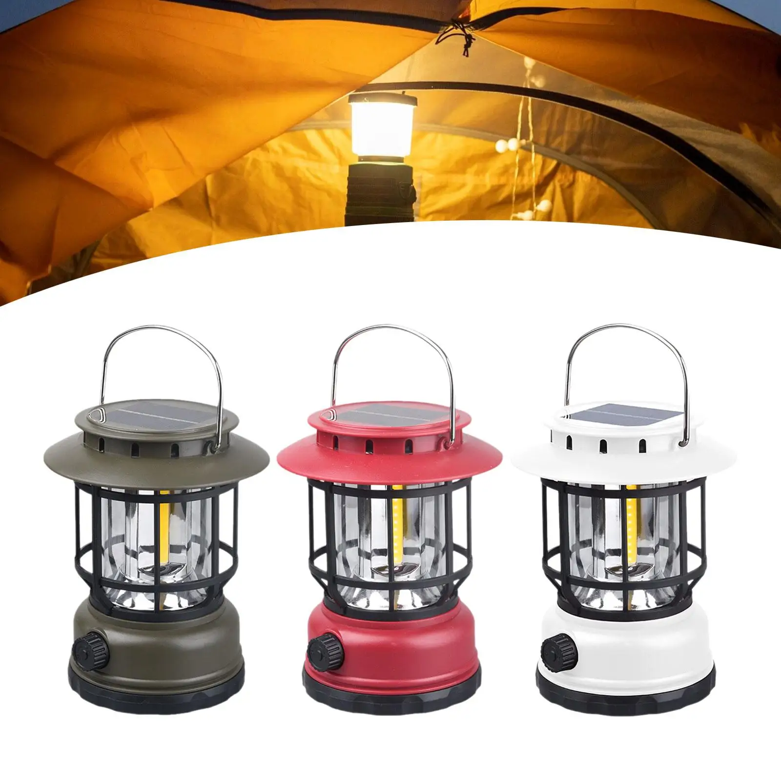 Solar Camping Lantern Multifunctional Camp Lantern for Indoor Survival BBQ