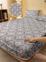 1 Simple modern Geometry printed matte Fitted Sheet, bedroom printed bed cover, bedding (excluding pillowcases) 1