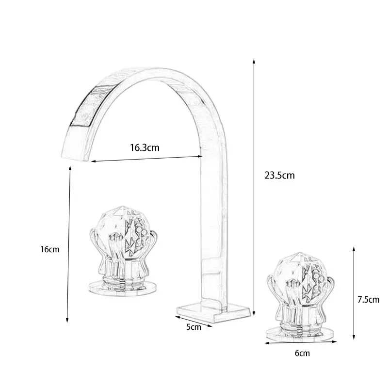 Shiny Gold Bathroom Faucet Dual Crystal Handle Hot Cold Mixer Crane Bathtub Faucet Deck Mount Tub Faucets bathroom faucet