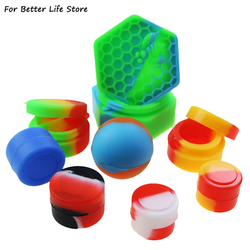 Storage Jar 2/3/5/7/25ML Nonstick Silicone Container Non-stick Oil Wax Storage Box Silicone Jar Travel Face Cream Liquid Ointment Container Refillable Bottles