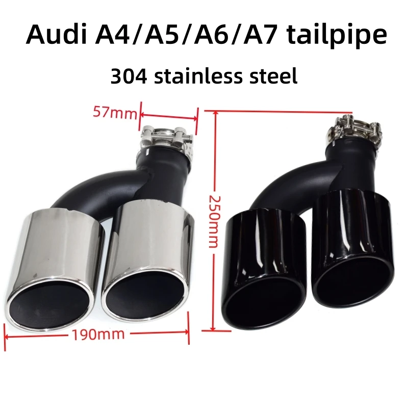 For Audi A4 A5 A6 A7 Pipe Modification S4 S5 S6 S7 Quad Tail Pipe Black Muffler Tip Exhaust Head
