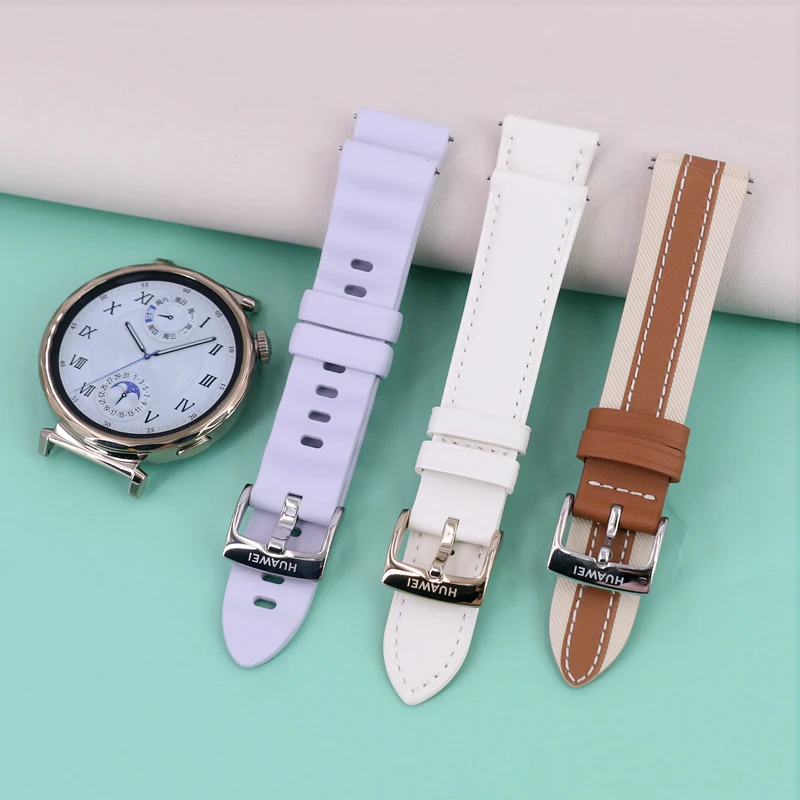Premium Brown Leather Fluoroelastomer Watch Strap