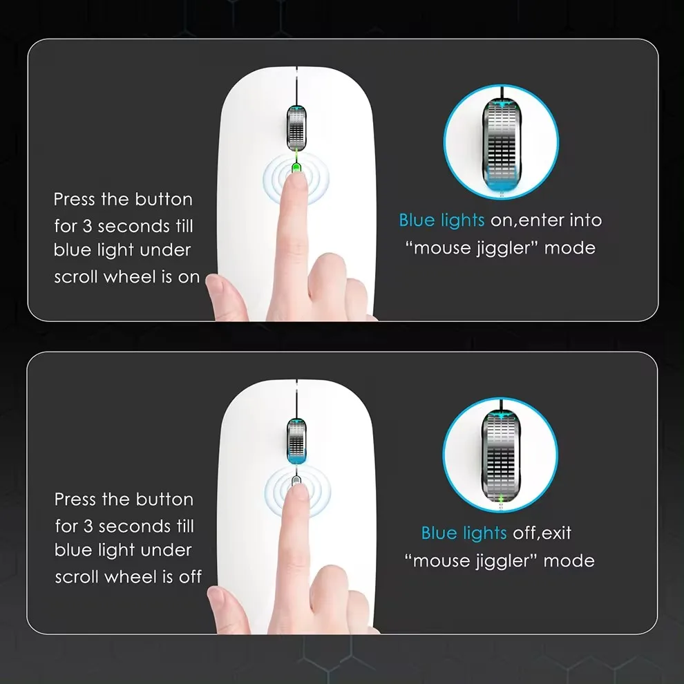2.4G+Bluetooth Wireless Mouse Backlight Jiggler Mouse Rechargeable Silent Ergonomic Mice for iPad Laptop Computer